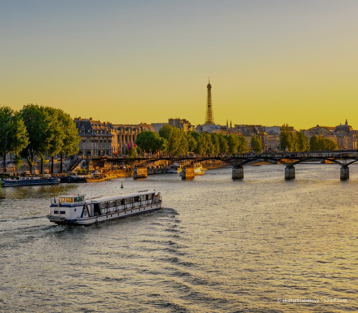 View on Eiffel tower and La Seine in Paris