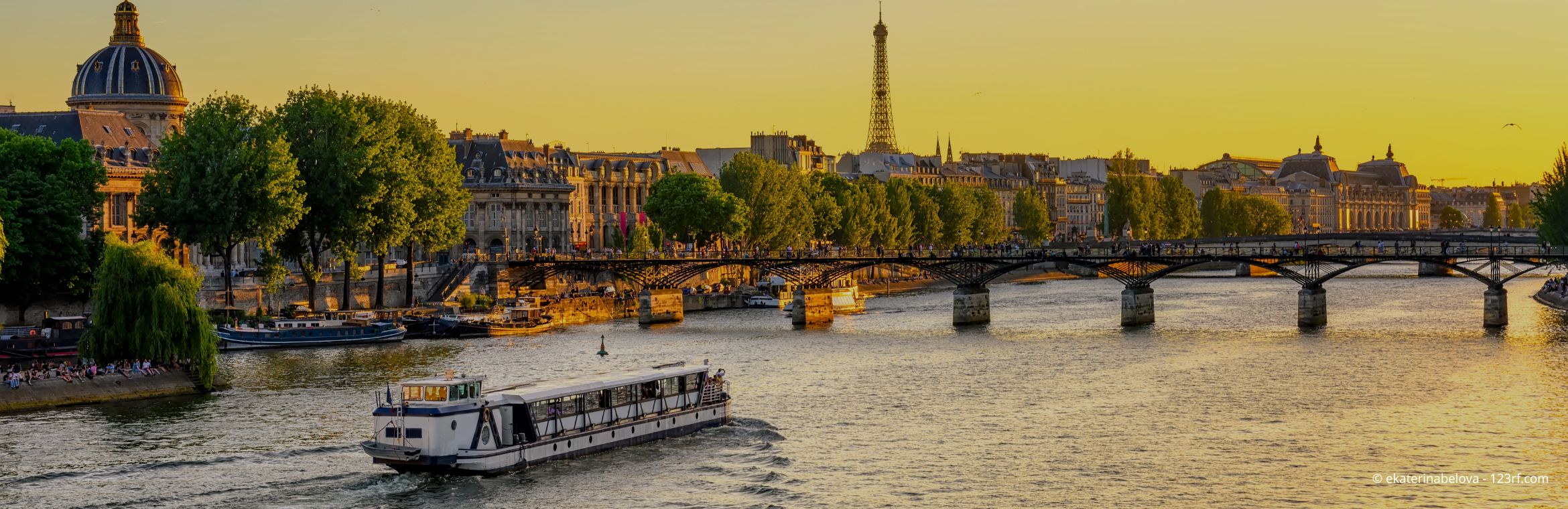View on Eiffel tower and La Seine in Paris